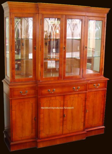 Antique Reproduction 60 Breakfront Regency Glazed Bookcase