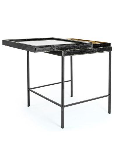 Antiqued Black Set of 2 Display Nest of Tables
