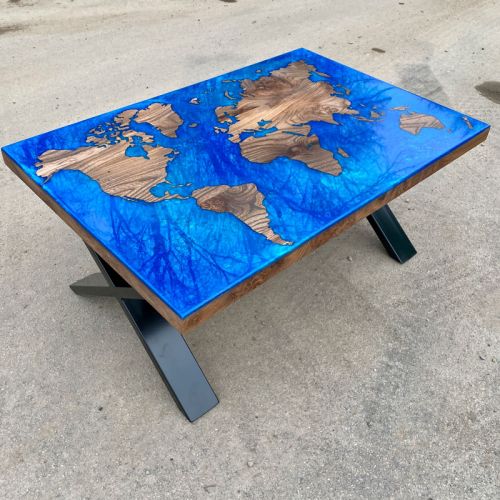 World Map Elm & Resin Coffee Table