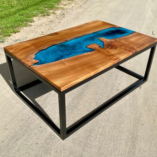 Galactic Blue & Burr Elm River Coffee Table