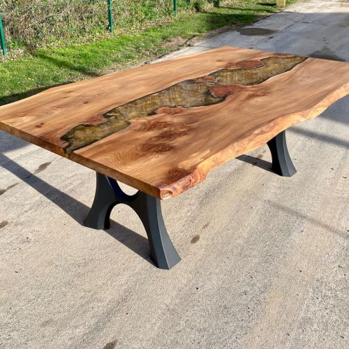 Burr Elm & Molten Gold River Dining Table