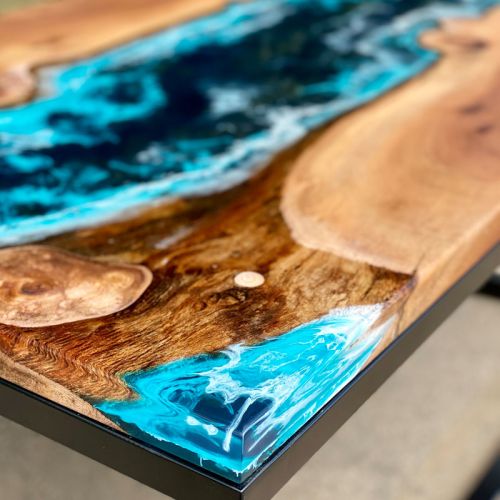 Elm River Coffee Table Deep Sea Artwork