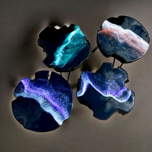 Teak & Resin Art Side Table Ltd Edition