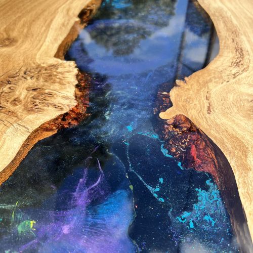 Oak & Galaxy Resin Dining Table