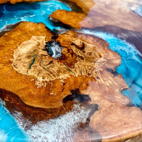 Burr Oak Globe Resin Side Table