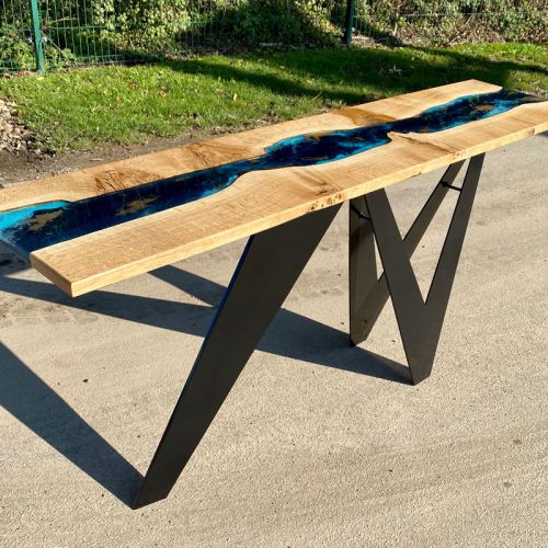 Oak River Console Table With Bespoke Steel Base