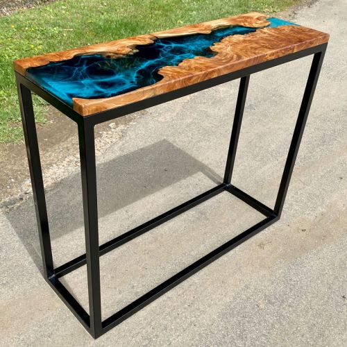 River Console Table With Galactic Blue Artwork