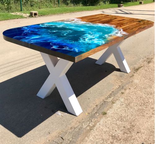 Ocean Resin & Zebrano Dining Table