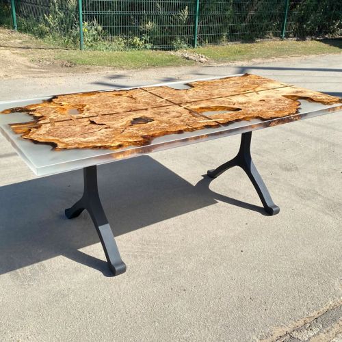 Burr Oak Stitched Dining Table