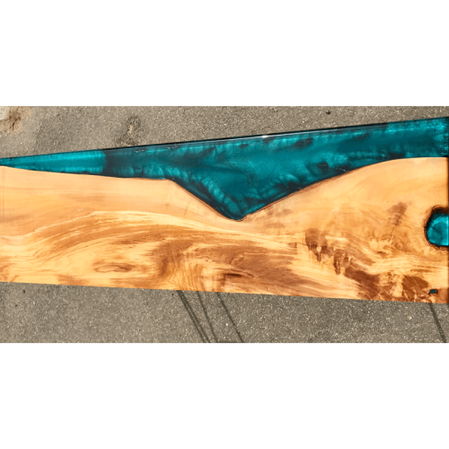 Olive Wood & Blue Resin River Console Table