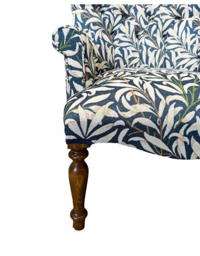 William Morris Blue Button-back Occasional Chair