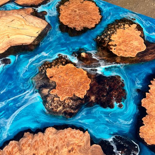 Burr Elm Islands Ocean Art Dining Table