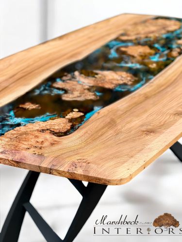 Burr Elm Islands River Dining Table