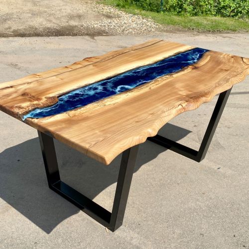 Live Edge Elm & Deep Sea River Table