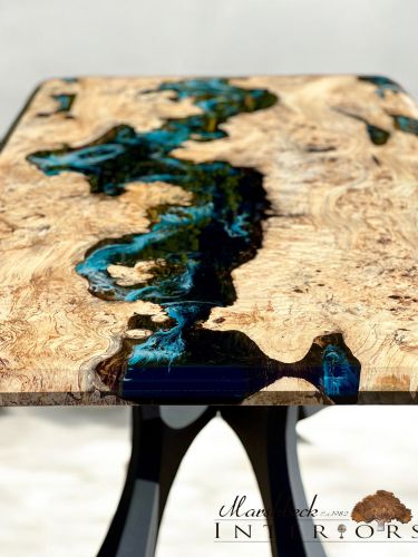 Burr Chestnut & Midnight Sea River Dining Table