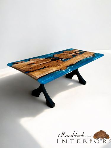 Wild Elm & Ocean Art River Dining Table