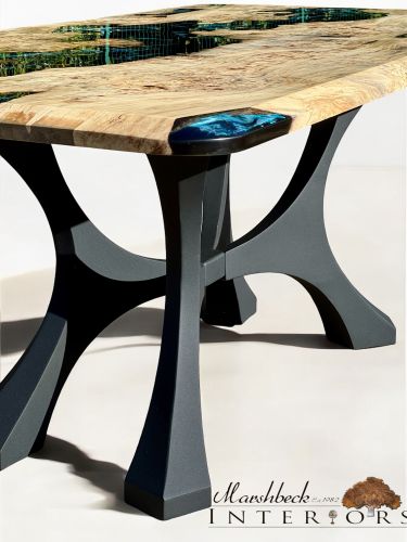 Burr Chestnut & Midnight Sea River Dining Table