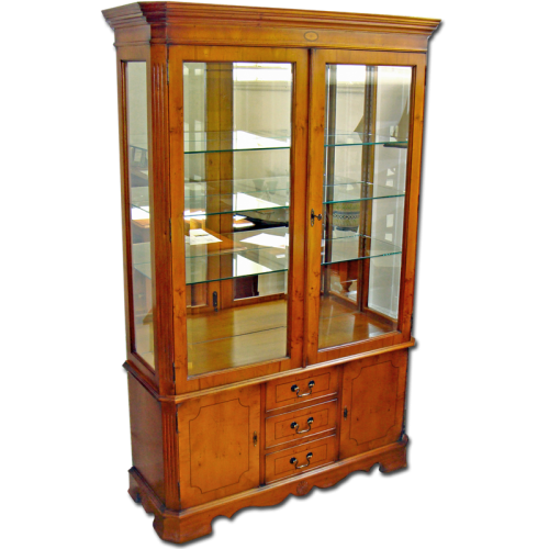 Marquetry Drawer Base Antique Reproduction Display Cabinet