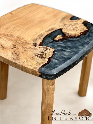 Oak & Silver River Side Table
