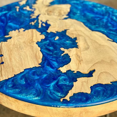 UK Map Side Table Chestnut