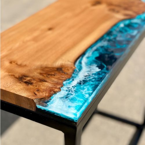 Deep Sea & Burr Elm River Console Table