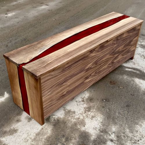 Walnut & Red Lava River Storage Bench