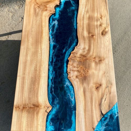 River Coffee Table Deep Sea Artwork Elm