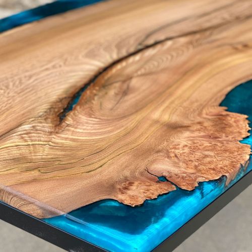 Single Slab Elm & Reef Blue Coffee Table