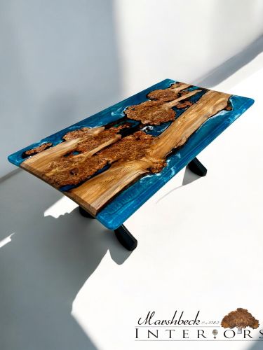 Wild Elm & Ocean Art River Dining Table