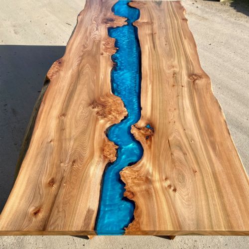 Elm Burr & Reef Blue River Dining Table