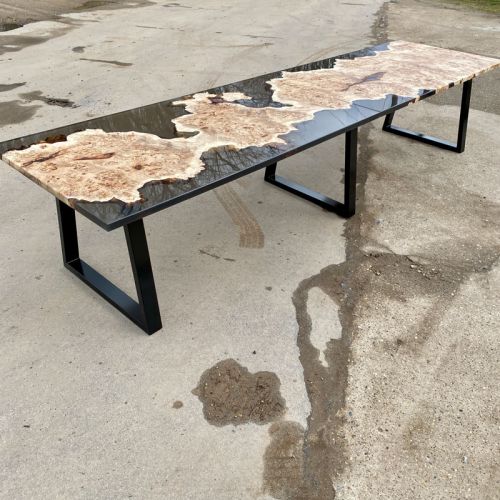 Mappa Burr & Smokey Grey Resin Table