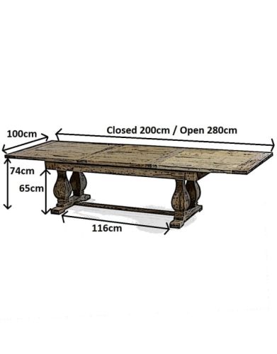 Reclaimed Solid Dark Elm Extending Dining Table