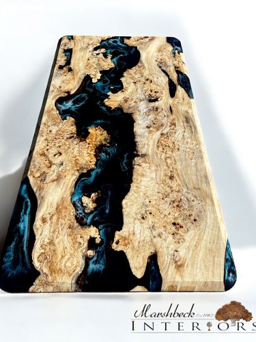 Burr Chestnut & Midnight Sea River Dining Table