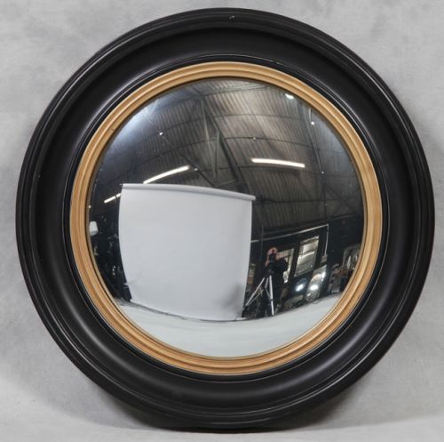 Round Black Medium Convex Mirror