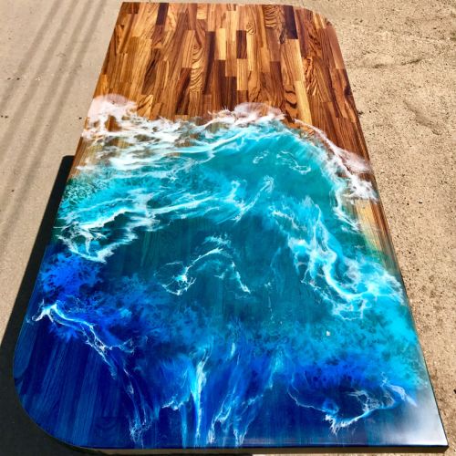 Ocean Resin & Zebrano Dining Table