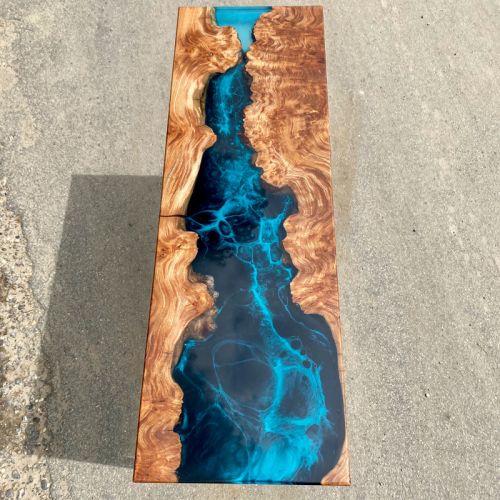 River Console Table With Galactic Blue Artwork