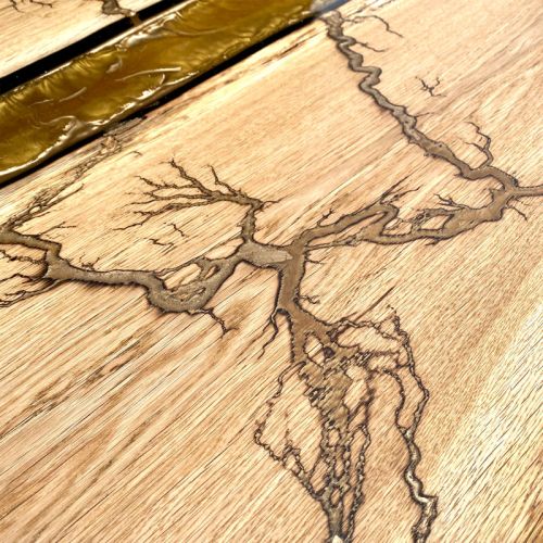 Oak Molten Gold Lightning Dining Table