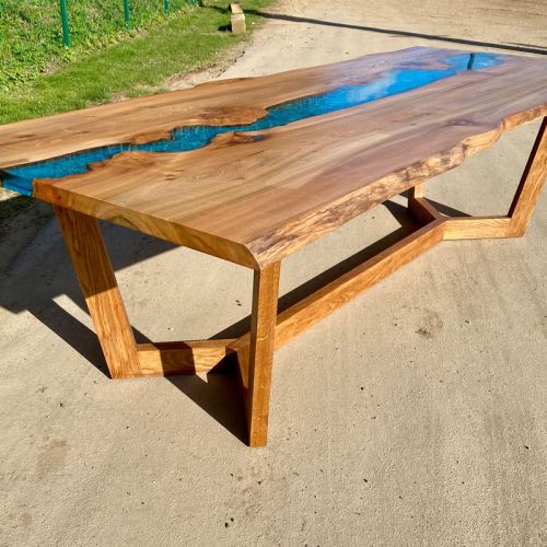 Elm Burr & Reef Blue River Dining Table