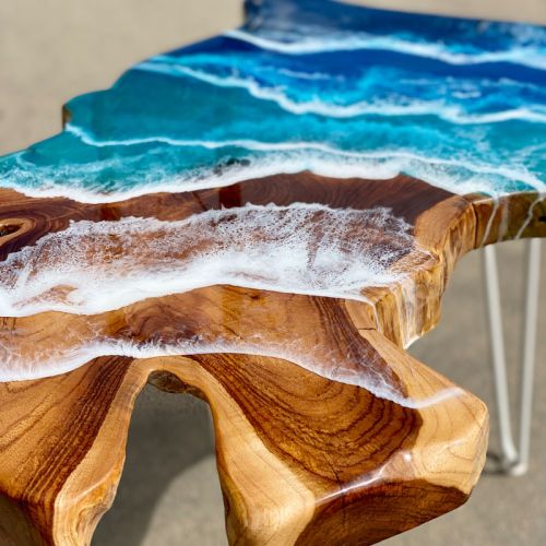 Teak & Ocean Art Coffee Table