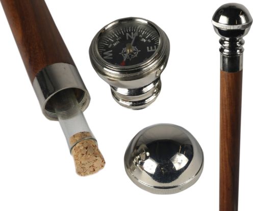 Compass & Shot Glass Walking Stick