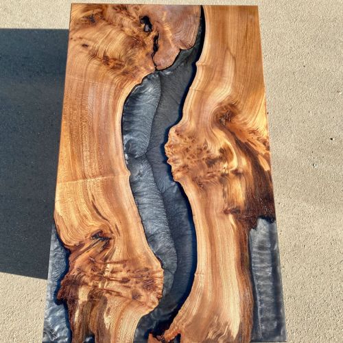 Elm & Terminator Silver Resin River Coffee Table