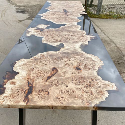 Mappa Burr & Smokey Grey Resin Table