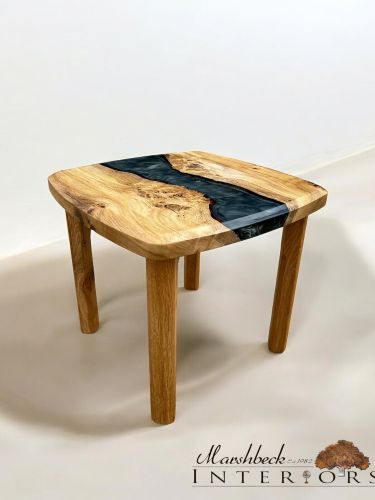 Oak & Silver River Side Table