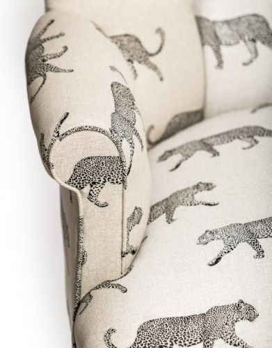 Black Leopard on Oatmeal Button-back Occasional Chair