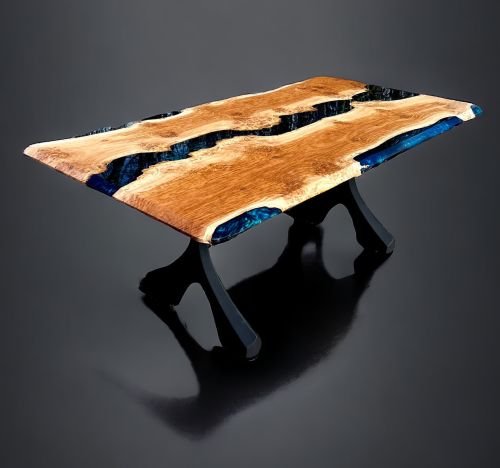 Oak & Multi-Blue River Dining Table