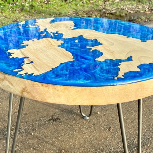 UK Map Side Table Chestnut