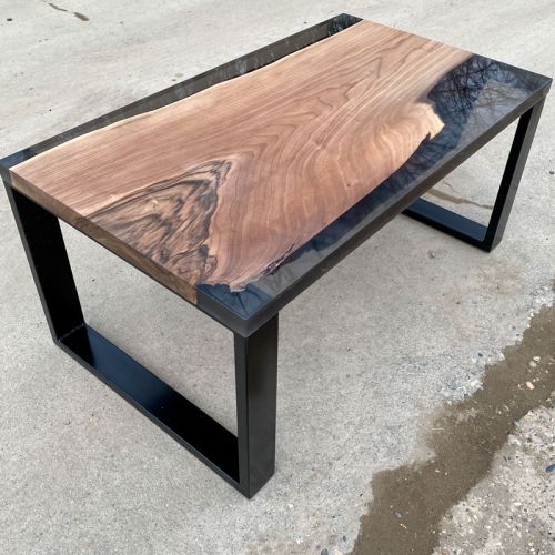 Walnut & Smokey Grey Resin Coffee Table