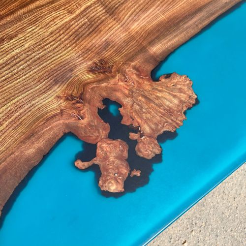 Burr Elm Frosted Blue Coffee Table