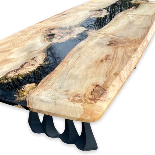 Burr Chestnut & Night Sky Black River Dining Table