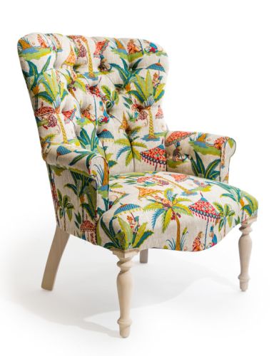 Exotic Monkey Parasol Button-back Occasional Chair